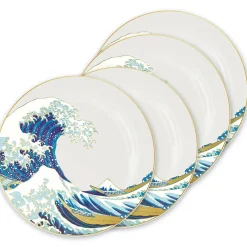 Disitrneo Küche^Die Große Welle von Kanagawa Set aus 4 Tellern