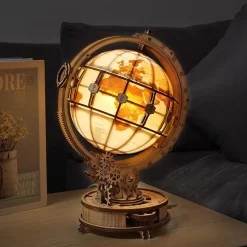 ROKR Licht|Holzbausätze^Leuchtender Globus Holzbausatz