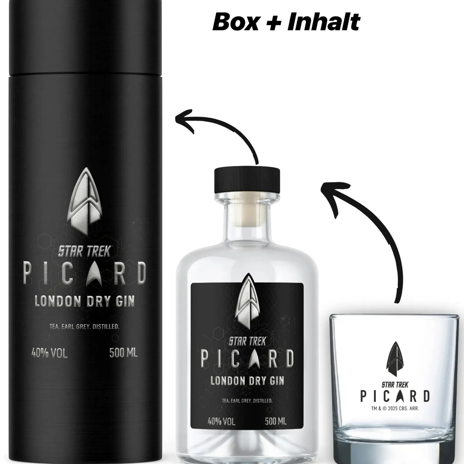 Star Trek Küche|Lebensmittel^Picard Earl Grey Gin mit Sammlerbox und Glas