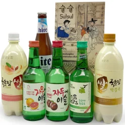 Dalgona Lebensmittel^Sulsul Normal: Überraschungsbox mit 6 alkoholischen Getränken aus Korea (Bier, Soju & Reiswein)