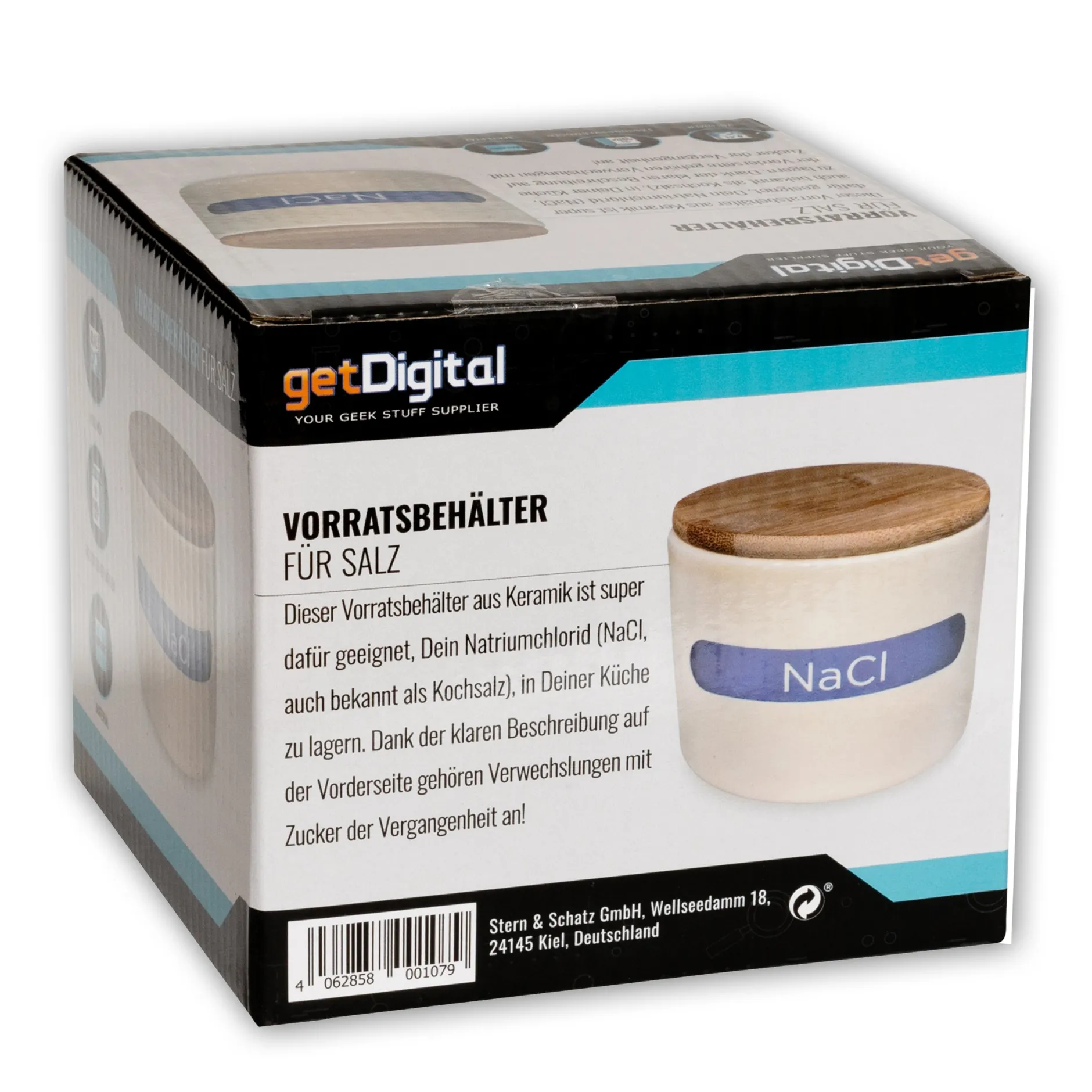 getDigital Küche|Aufbewahrung^Vorratsbehälter Salz mit chemischer Formel